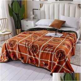 Blankets Blankets Soft Warm Coral Fleece Blanket Sheet Bedspread Sofa Throw Light Thin Mechanical Wash Flannel Drop Delivery Home Gard Dhtly