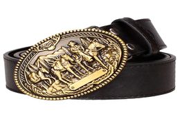 Fashion men039s leather belt Wild cowboy belt Western cowboy style hip hop rock Jeans strap metal big buckle belt 2011178989199