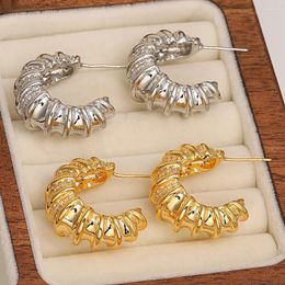 Hoop Earrings AENSOA Trendy Zircon Twist C Shape For Women High Quality Elegant Jewellery Half Circle Hoops Earring Girl