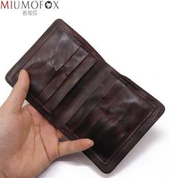 Wallets 2022 Genuine Leather Wallet for Men Vintage Wrinkled Short Bifold Man Compact Purse Holder Vertical Pocket Money Bag T2211265g