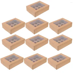 Take Out Containers 10 Pcs Cake Cupcake Box Paper Cups Brown Bakery Boxes Pastries With Clear Window