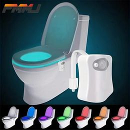 PMMJ Toilet Night Light, Motion Sensor Activated LED Lamp, Fun 8/16Colors Changing Bathroom Nightlight Add On Toilet Bowl Seat