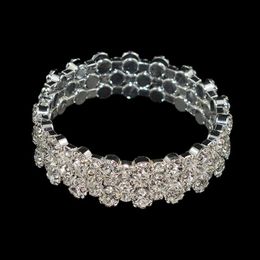 Fashion Multiple Rows Crystal wide Bracelet Bangle for Women Gold Silver Color Bride Wedding Bracelets Bangles Jewelry Gift 231221