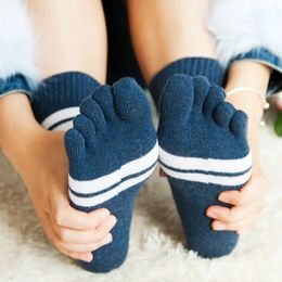 3 Pairs Wool Socks with Toes Womens Thick Thermal Winter Fashion Striped Mid Tube Split Toe Sport Soft Warm Sokken 231221