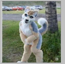 2019 Furry Husky Dog BENT LEGS Fursuit Mascot Costume Faux Fur Suit Adult Size Outdoor Decorations1760185