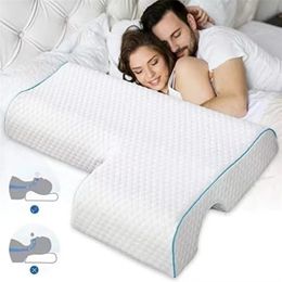 Couples Arched Pillow with Arm Rest Memory Foam Anti Hand Pressure Neck Pain Relief Sleeping Cuddle Cervical Latex Cushion 231220