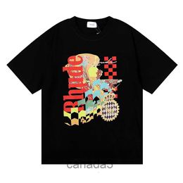 Mens Tshirts Top Craftsmanship Rhudes Summer Fashion Designer Rhude Beauty Vision Pursues Pleasure Joyride Pure Cotton Short Sleeve Loose Tshirt for Me QJ69