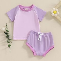 Clothing Sets Summer Baby Girls Boys Clothes 2 Piece Kids Outfits Fashion Contrast Colors Short Sleeve T-Shirt Shorts Casual Infant Set