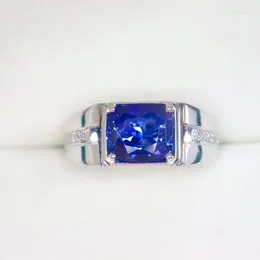 Cluster Rings SFL2023 Sapphire Ring Real Pure 18K Natural Royal Blue Gemstones 3.47ct Diamonds Stones Female