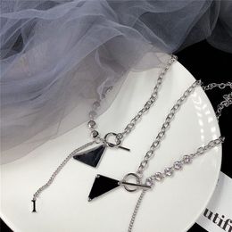 Classic Triangle Letter Necklace Designer Diamond Chain Necklaces Women Crystal Hip Hop Pendant Necklaces Gift268c