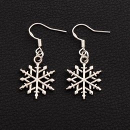 Snowflake Dangle Chandelier Earrings 925 Silver Fish Ear Hook 40pairs lot E790 15 5x37 2mm274x