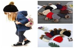 Kids Adults Fur Pom Beanies With Liner Trendy Hats Winter Knitted Luxury Cable Slouchy Skull Caps Leisure Beanies CCA 20pcs4429337