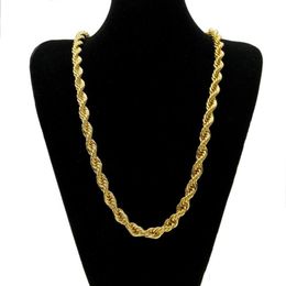 Vecalon 10mm Thick 76cm Long Rope ed Chain 24K Gold Plated Hip hop ed Heavy Necklace For mens331h