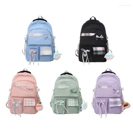 School Bags Double Strap Shoulder With Pendant Travel Bag Versatile Backpack For Girl Student Teens Nylon Book