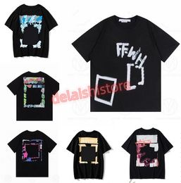 2024 Summer Luxurys Mens and Womens T Shirt Designers offs Clothing Loose Tees Tops Man Casual Street graffiti Shirt Sweatshirt Short Sleeve Tshirts Offs White