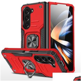 Cell Phone Cases Magnetic Ring Holder Phone Cases For Galaxy Z Fold 5 4 3 5G 360 Heavy Duty Tough Armour Hybrid Hard Mobile Ers Drop De Dhuv4
