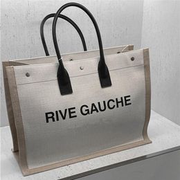 trend Women handbags Rive Gauche Tote Bag 48cm fashion linen Purse Designer Shoulder Large Beach Shopping Bags with letter s Canva2920