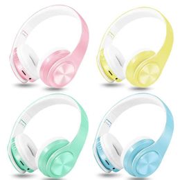 Earphones Headphones & Earphones Style Macaron Warm Color Wireless Bluetooth Headphone Stereo Headband Headset Support FM MP3 Mic For Mobile