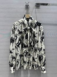 Brand Same Style Shirts 2024 New Spring Summer Stand Collar Long Sleeves Fashion Luxury Women's Blouses Designer Tops 1221-9