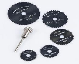 6PCSSet For Dremel Cutoff Circular Saw HSS Rotary Blades Tool Cutting Discs Mandrel Cutoff Mini Circular Saw Blade Whole3697780