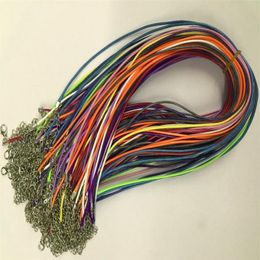 100pcs 16-18 inch mixed Colour adjustable 1 5mm korea waxed cotton necklace cords with lobster clasp and extension ch340j