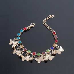 Kleeder Cute Children Beautiful Butterfly Charm Bracelet For Girls Kids Hand Chain Colourful Friend Women's Beach Bracele296D