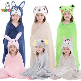 MICHLEY Toddler Hooded Baby Bath Towels Bathrobe Shower Soft Warm Sleeping Swaddle Blanket For Boys Girls Kids born 0-9T 231221