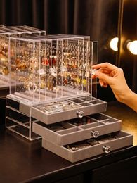 Luxury Jewellery Boxes Organiser Hanging Earrings Rack Transparent Acrylic Display Case Necklace Stray Kids Storage Box 3 Layers 231220