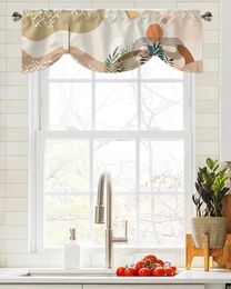Curtain Boho Leaves Plants Window Living Room Kitchen Cabinet Tie-up Valance Rod Pocket
