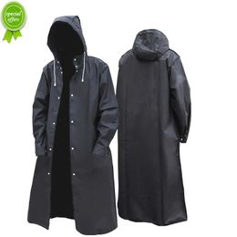 Raincoats New Black Fashion Adult Waterproof Long Raincoat Women Men Rain Coat Hooded For Outdoor Hiking Travel Fishing Climbing Thickened