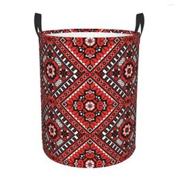 Laundry Bags Ukraine Ukrainian Embroidery Ornament Basket Collapsible Large Capacity Clothes Storage Bin Boho Baby Hamper