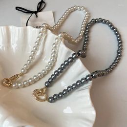 Choker Harajuku Aesthetic French Romantic Light Luxury Pearl Oval Buckle Necklace For Women Sweet Cool Female Gifts