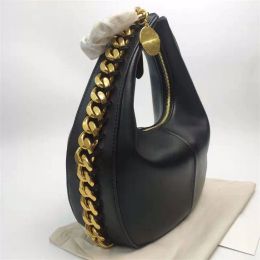 Luxury Bags Stella Mccarey Frayme Medium Zipped Shoulder Bag Small Leather Lady Hobo Bags with Handbag Designer Black Gold Medall Purse