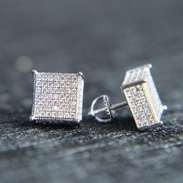 2022 mens big bling ear Jewellery 3 Colours screw back micro pave cz earring for men258H
