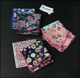 presidential pocket square Handkerchief 10Pcs Lot 27Colors Selectable Korean Fashion Designer Mens Print Flower Cotto2897200