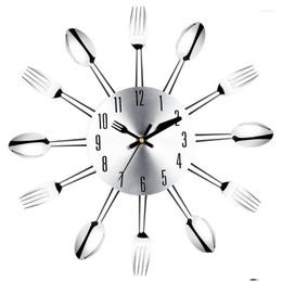 Wall Clocks Wall Clocks Stainless Steel Knife And Fork Spoon Kitchen Restaurant Clock Home Decoration Drop Delivery Home Garden Home D Dhyya