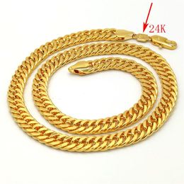 THAI BAHT Solid GOLD GF NECKLACE Heavy 88 Grammes Jewellery 4mm THICK TALL XP Cuban Curb Chain 24 K Stamp link293t