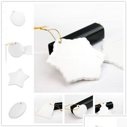 Christmas Decorations Sublimation Blank Ceramic Pendant Creative Ornaments Heat Transfer Printing Diy Ornament 9 Styles Accept Mixed Dhkuf
