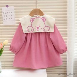 Girl's Dresses Baby Girls Princess Dress 2023 Korean-Style Patchwork Long Sleeve Lace Dress Baby Wedding Dress Infant Toddler Clothes for 6M-4T