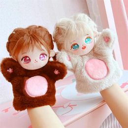 20cm Cute Idol Doll Plush Soft Finger Hand Puppet Activity Girls Role Play Bedtime Storey Props Family Playing Toys 231220