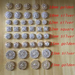 Factory 50pcs lot Silver Tone Clear Crystal Rhinestone DIY Embellishments Flatback Buttons Hair Accessories Decoration1849