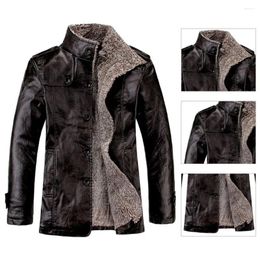 Men's Jackets Fashionable Winter Coat Windproof Pockets Faux Leather Wear Resistant Men Jacket Male Cardigan