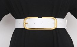 Women039s runway fashion gold buckle genuine leather Cummerbunds female Dress Corsets Waistband Belts decoration wide belt TB126391200