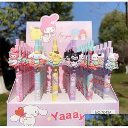 Gel Pens Wholesale 48 Pcs/Set Cartoon Cute Melody Print Student Black Pen Smooth Writing Supplies 0.38Mm Stationery Papelaria Materi Dhkb0