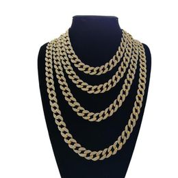 hip hop full diamond cool Cuban necklace men's full diamond punk accessories gold chain width 13mm 18-30inches314v