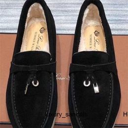 Designers Shoes Lazy Soft Sole English loafers Single Shoe Footwear with Velvet Insulation Flat Bean Shoes Genuine Leather hh