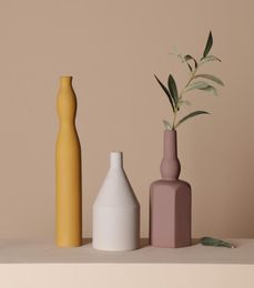 Ceramic dry flower vase northern European style molandi Colour creativity INS living room flower arrangement simple home decoration7867541