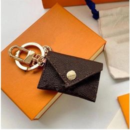 High Quality Designer Letter Wallet Keychain Keyring Fashion Purse Pendant Car Chain Charm Brown Flower Mini Bag Trinket Gifts Acc250y