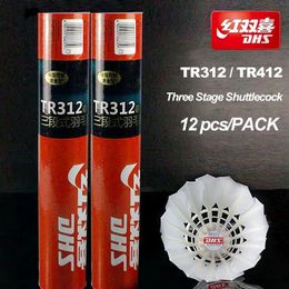 Badminton Shuttlecocks Original TR312 TR412 Shuttlecock Three Stage 12 PcsPack Duck Feather Durable Shuttle Cock 231208 231221