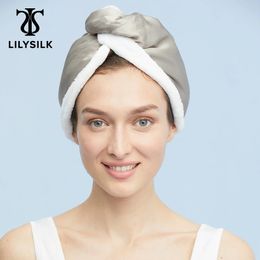LILYSILK Silk Fast Drying Hair Hats Pure 100 Silk Functional Bath Cap Microfiber Solid Towel Hair Accessories 231221